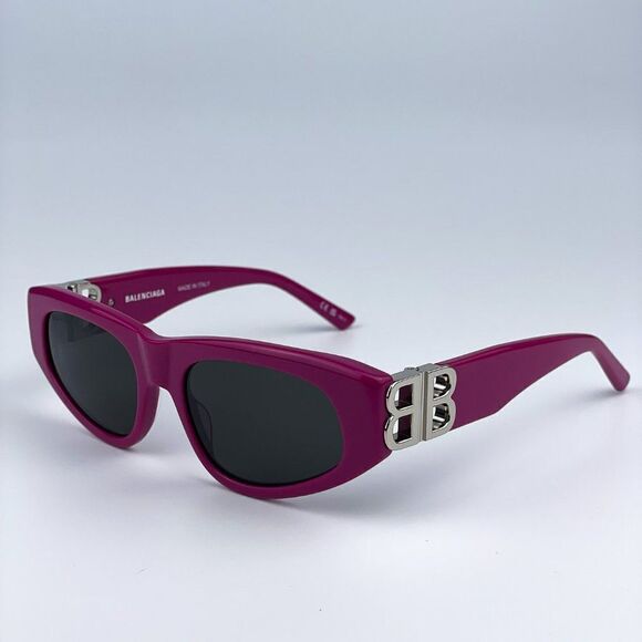 NEW Balenciaga BB0095S 017 Fuchsia Pink Silver Grey Cat Eye Unisex Sunglasses - Picture 7 of 14